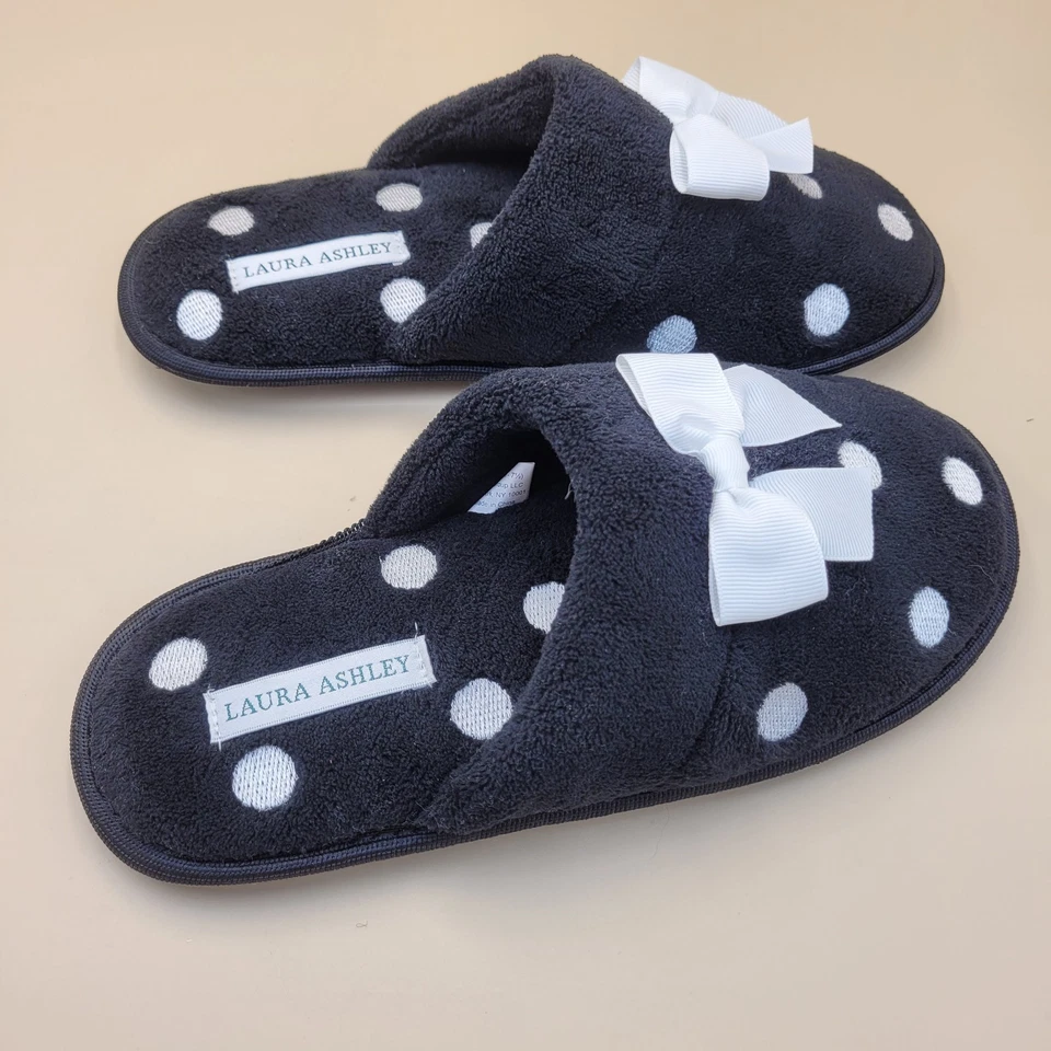 Zapatillas Laura Ashley para mujer talla M 6,5-7,5 negras lunares moño sin cordones casa Sho Foto 3 de 4