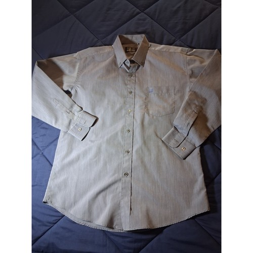 Dunhill, Dunhill London Mens Grey Cotton Button Down Dress Shirt Made in Italy Size 16.5