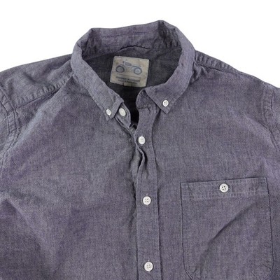 Mugsy Mens Large Heathered Stretch Button Down Shirt Organic Cotton Portugal