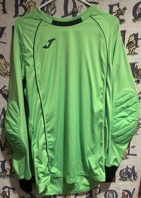 Joma Mens Neon Black Long Sleeve Padded Elbows Soccer Goalie Shirt