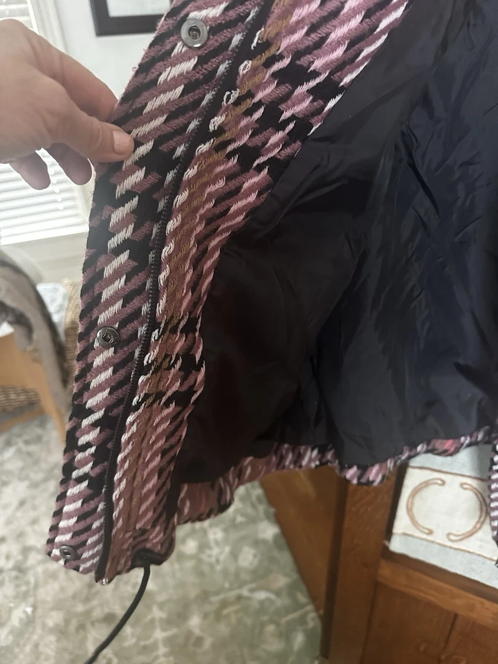 tribal jeans jacket XL TG NWT , Pink And Black Tweed With Faux Leather - Image 2 of 4