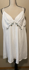 Wild Fable White Embroidered Floral Slip Dress, NEW, Adjustable Strap, Size 2XL