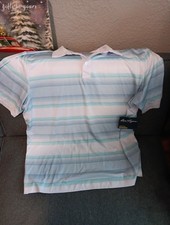 Ben Hogan Golf Polo Shirt Men's XL Performance Blue Gray Striped Stretch