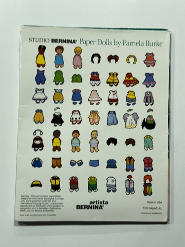 Studio Bernina Embroidery Design Card #122 Paper Dolls by Pamela Burke Kids Fun - Afbeelding 2 van 7