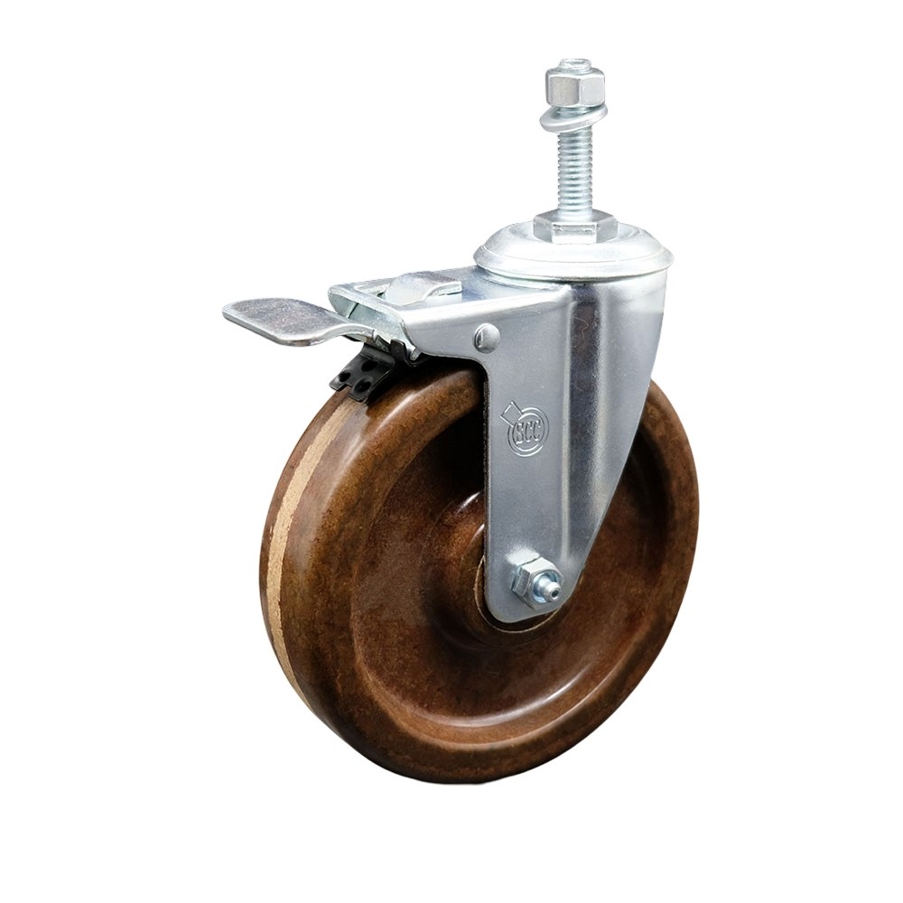 6 Inch High Temp Phenolic Swivel 3/8 Inch Stem Caster with Total Lock Brake SCC