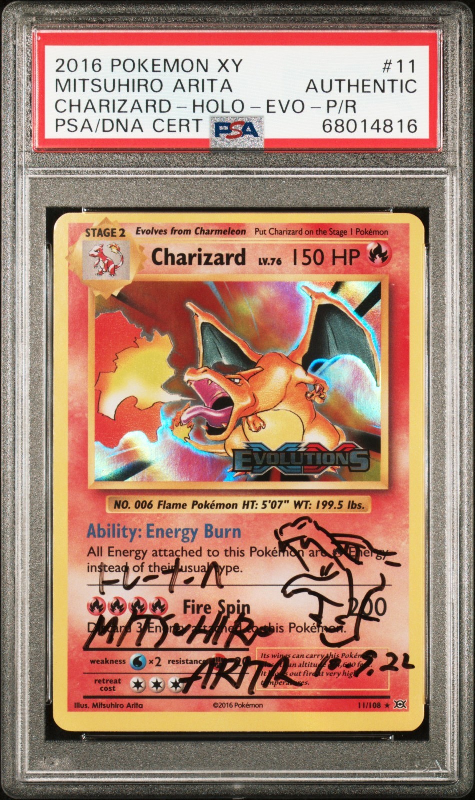 2016 POKEMON XY CHARIZARD-HOLO-EVO-P/R MITSUHIRO ARITA #11 PSA AUTH AUTO 
