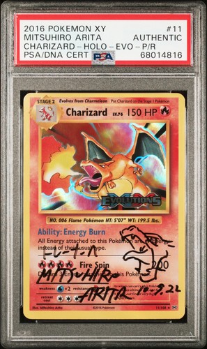 2016 POKEMON XY CHARIZARD-HOLO-EVO-P/R MITSUHIRO ARITA #11 PSA AUTH AUTO 