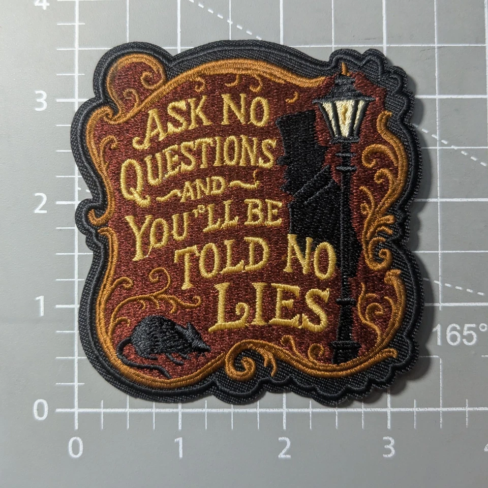 Charles Dickens Patch Ask No Questions Novel Quote Embroidered Iron On 3.25x3.5" - Image 2 of 3
