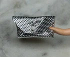 Vintage *Barbie* Accessory: 60's Purse~ Clone Silver Dimple Clutch (Flaws)
