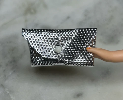 Vintage *Barbie* Accessory: 60's Purse~ Clone Silver Dimple Clutch (Flaws)