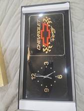 Vtg Chevrolet Chevy Racing Garage Wall Clock - 23 Black Bowtie Non-working E2 Vtg Chevrolet Chevy Racing Garage Wall Clock - 23 Black Bowtie Non-working E2