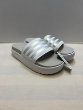 NEW Adidas Women s Size 9 Adilette Platform Slide Sandal IE9703 White/Gray NWT