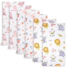 Muslin Burp Cloths for Baby Girl 6 Pack Large 20''x10'' 100 Cotton Burp Rags...