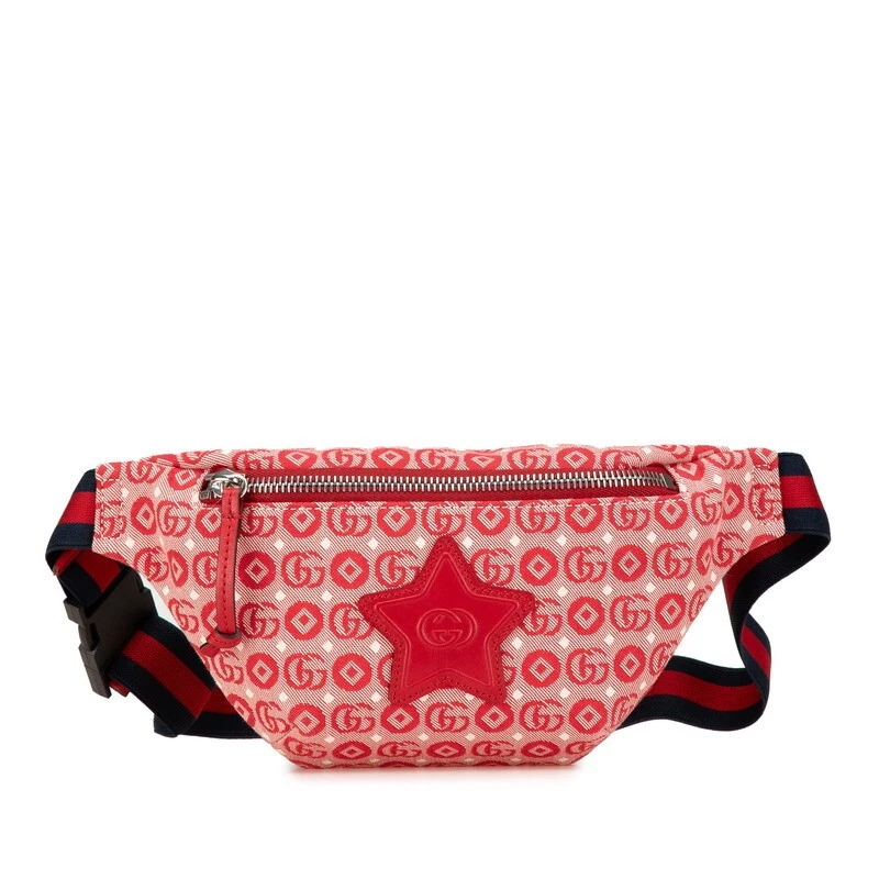 Gucci GG Logo Enfants Star Taille Sac Body Bag 502095 Rouge Toile Cuir Femme