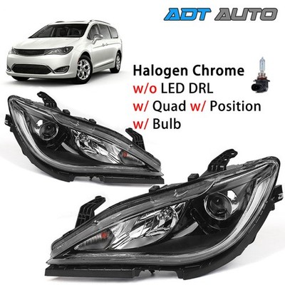 For Chrysler Pacifica 2017-2020 Chrome Halogen Headlights Assembly Left & Right