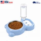 2 in 1 Dog Cat Food Water Bowl Automatic Water Dispenser Pet Feeder Blue