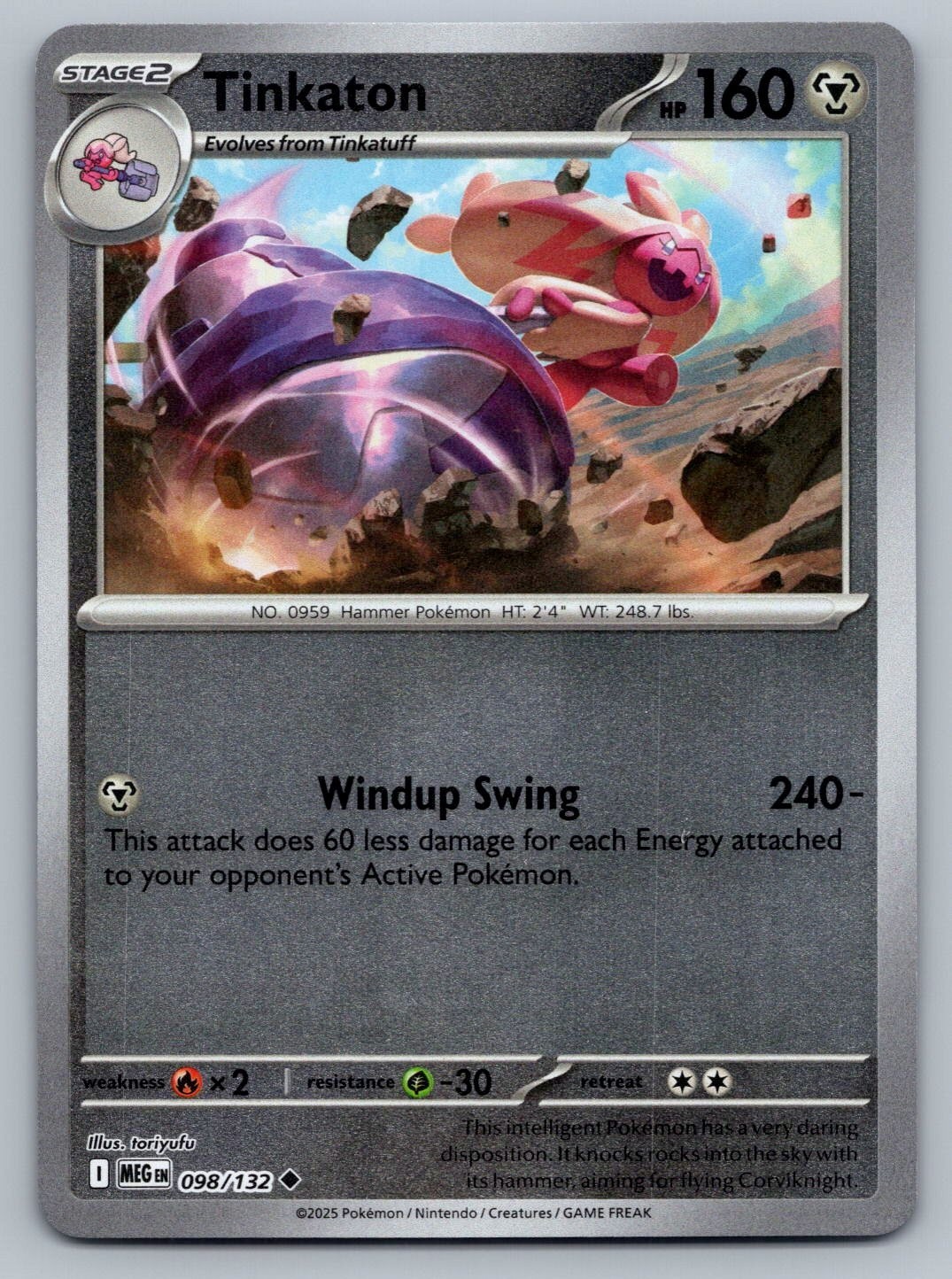 2025 Pokemon Mega Evolution Tinkaton 098/132 Reverse Holo