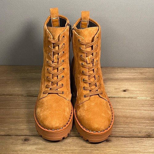 Vince Camuto Women's Movelly Hiker Boots Size 7 Brown Suede Chunky Lug Zip Lace - Picture 4 of 20