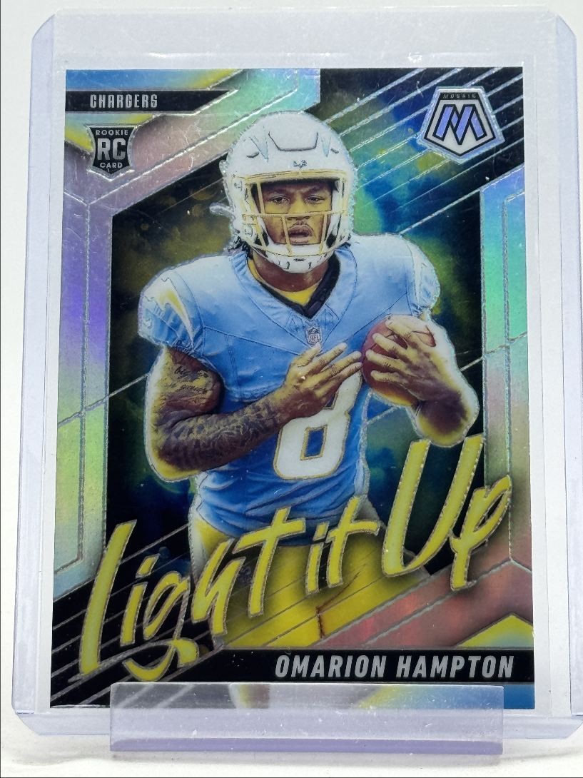 OMARION HAMPTON 2025 MOSAIC LIGHT IT UP ROOKIE SILVER CHARGERS RC Q3615