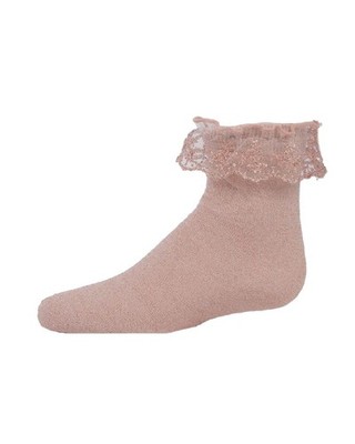 MeMoi Girls' Step and Shimmer Ruffle Anklet Socks Rose Gold 8 8, 