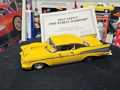 VINTAGE Danbury Mint 1957 Chevy Pro Street Hardtop Yellow Bel Air Drag Car 🚗