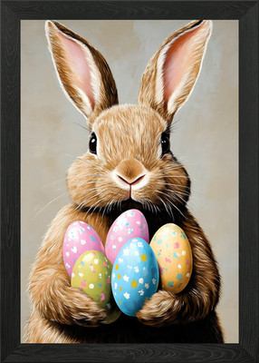 Osterhase Portrait gerahmtes Wandbild Poster Leinwanddruck Bild