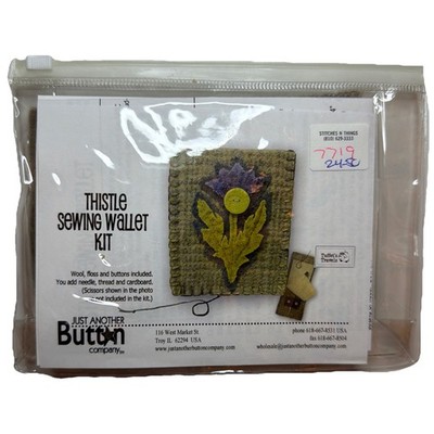 Just Another Button Company Thistle Sewing Wallet Kit New Wool Applique Crafting