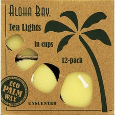 Aloha Bay Eco Palm Wax Tea Lights Unscented Cream 12 Candles