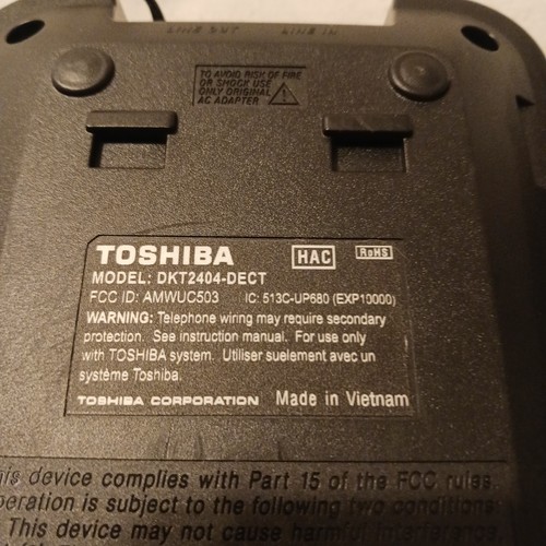 Two Toshiba DKT2404 Cordless Phone Handset System Bases + 2 Phones - Works - Zdjęcie 4 z 15