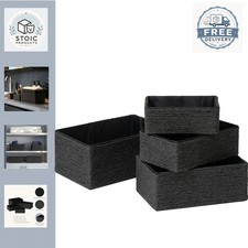 Image of Contemporary Black Storage Baskets Set of 4 for Home Organization and Decor