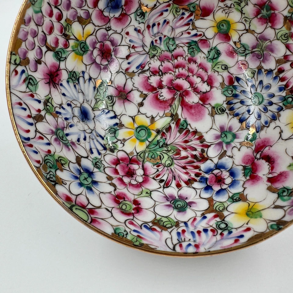 Винтажная японская фарфоровая чаша «Mille Fleurs» чаша с тысячей цветов 6 «D - Изображение 2 из 4