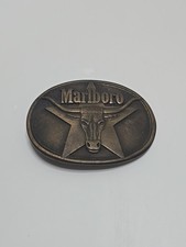 Vintage 1987 Marlboro Philip Morris Solid Brass Belt Buckle Cigarette