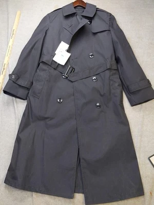 Abrigo American Apparel para mujer 10L negro todo clima con cinturón trinchera hecho en el ejército EE. UU. - Imagen 1 de 4