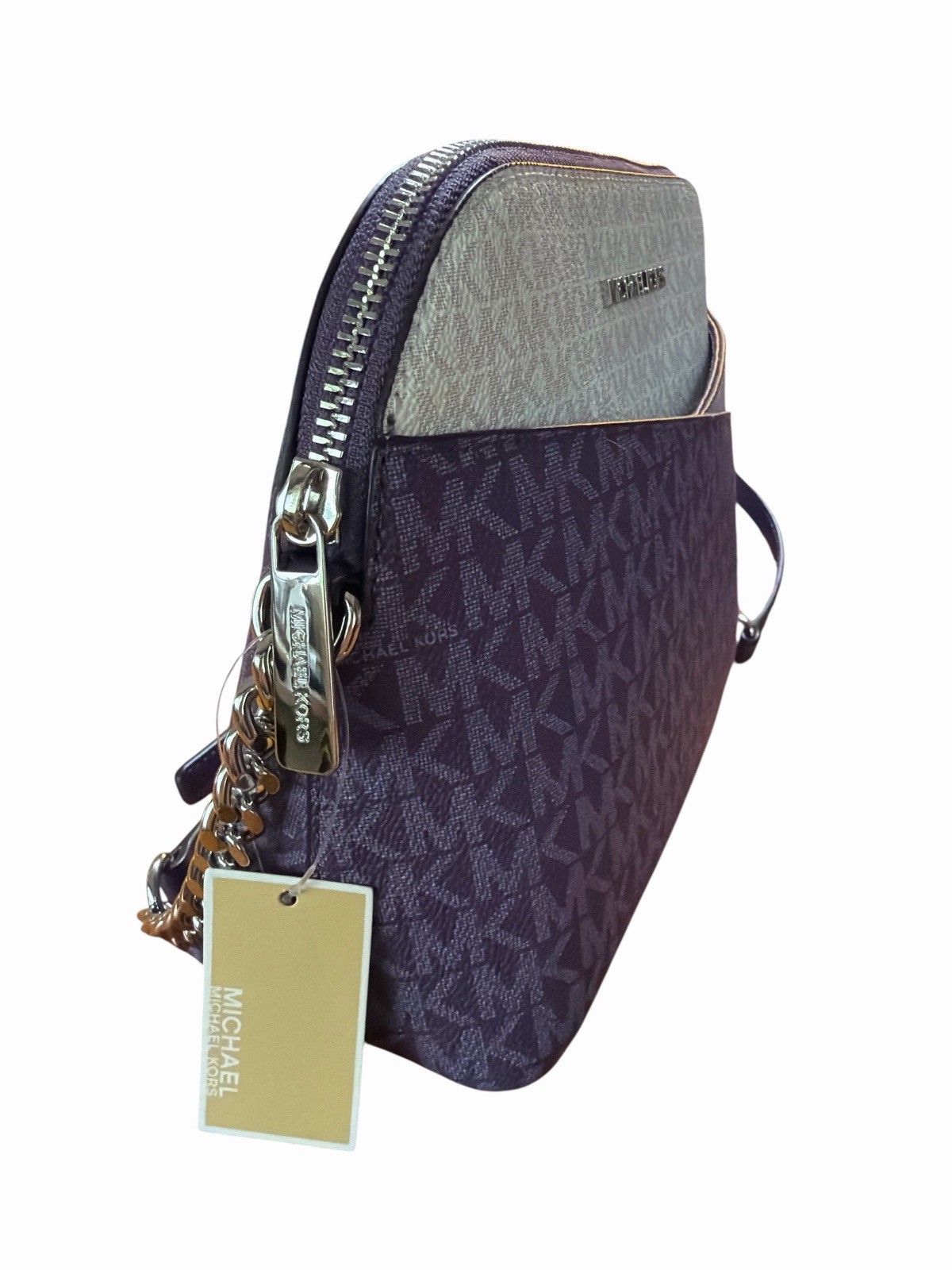 Michael Kors Jet Set Travel Dome Crossbody Bag MK Color-Block Dark Purple Multi thumbnail 5