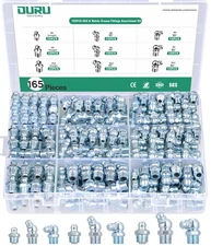 OURU 165PCS Metric Grease Fittings Assortment,Zerk Grease Fittings Kit M6 M8 ...