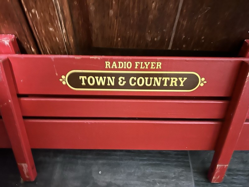 Vintage - Red Radio Flyer Town And Country Wood Wagon - Removable Sides