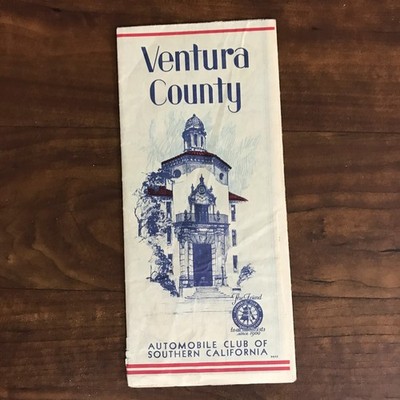 Vintage 1950s Ventura County CA Road Map AAA ACSC Auto Club Oxnard Santa Paula