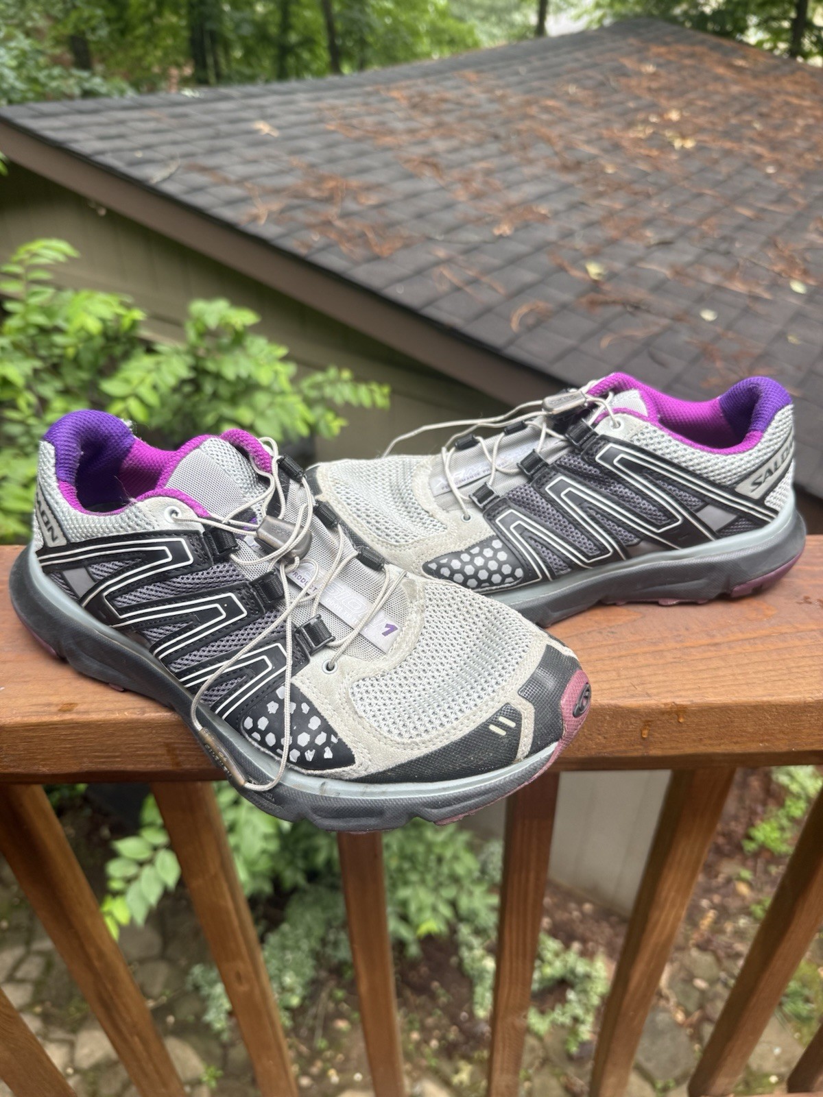 Scarpe Salomon XR Mission donna taglia 9 trail running grigio rete comode passeggio