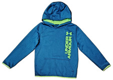 Boys Logo Under Armour Hoodie Size YLG L Large Sea Blue Fleece