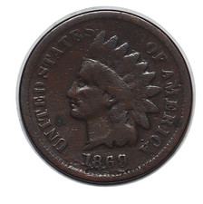 1869/9 Indian Head Cent Penny, Nice Strong Over-Date, VG++/Fine
