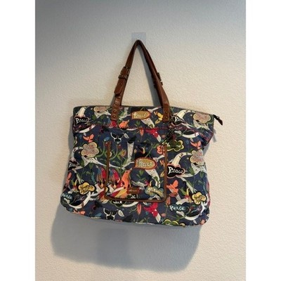 Sakroots Artist Circle Peace Navy Floral Canvas Large Tote Shoulder Bag