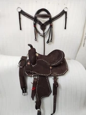 Classic Designer Rough out Leather Western Horse Saddle With Tack Set Size 15".
