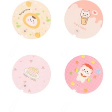 4pcs Summer Round Hand Fans Cartoon Pattern Handheld Fans Portable Small Fan