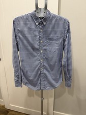 Banana Republic Grant Fit Blue Check Long Sleeve Button Down Shirt Men's Size S