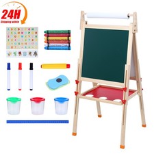 Kids Art Easel w/Paper Roll Double-Sided Adjustable Drawing Easel Board Safe New