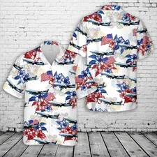 Flying Tiger Line Boeing 747 200 4th Of July Hawaiian Shirt