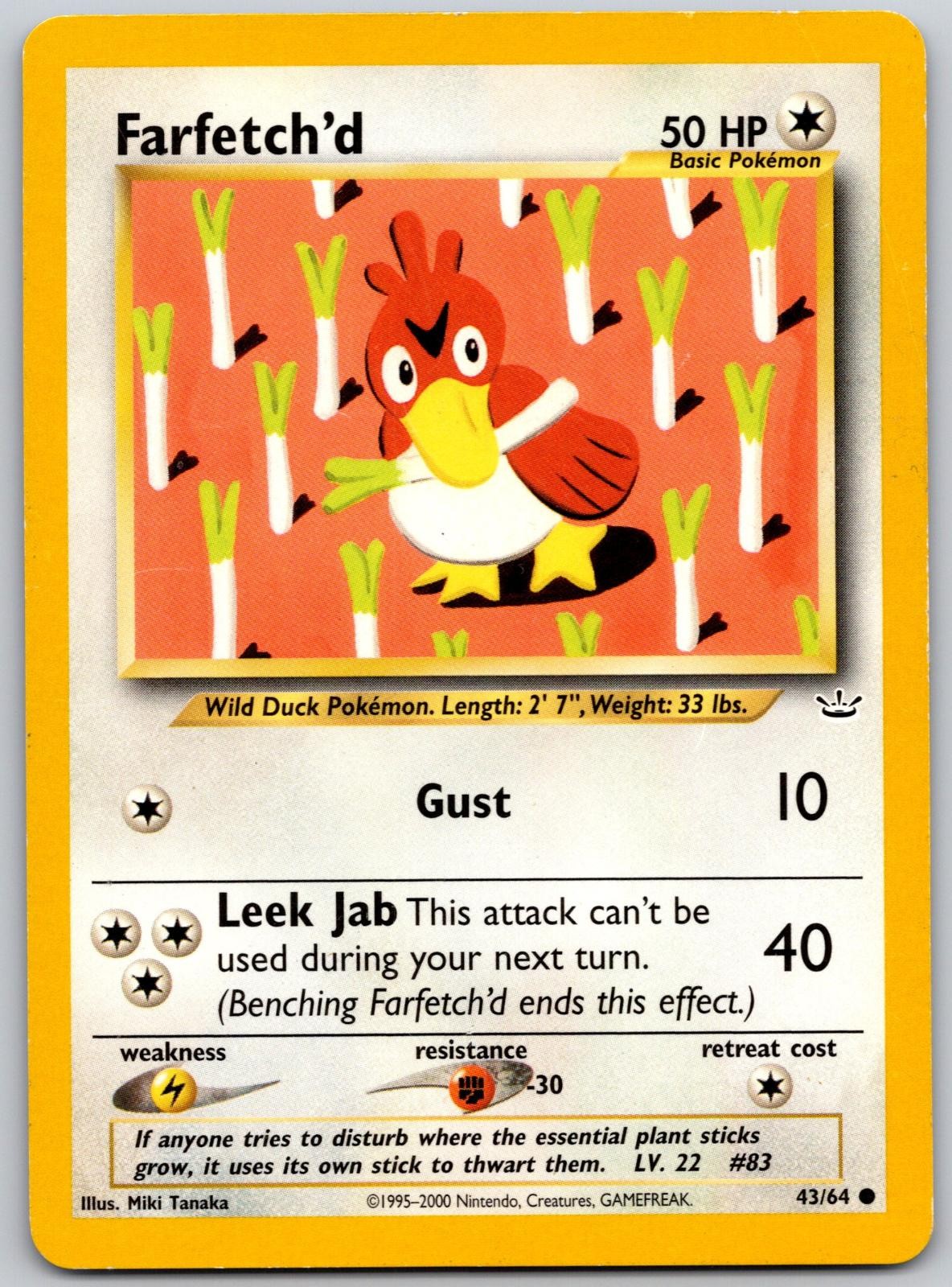 Farfetch'd 43/64 Common Neo Revelation Pokemon Unlimited Heavily Played