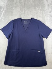 Figs Scrub Shirt Womens XL Blue Casma Three Pocket V Neck Short Sleeve Top
