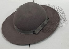 Levante Wool Felt Hat Womens Vintage Wide Brim Bow Veil Mid Century Style