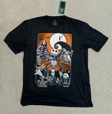 Image of Disney Nightmare Before Christmas Unisex Black Graphic Print T-Shirt Large BNWT
